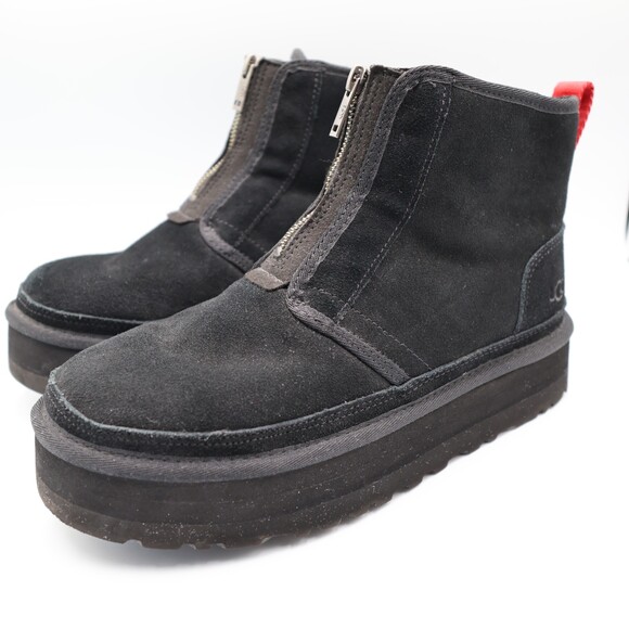 UGG NEUMEL Women's US 9.5 Zip Platform Suede Booties Black - Picture 9 of 9